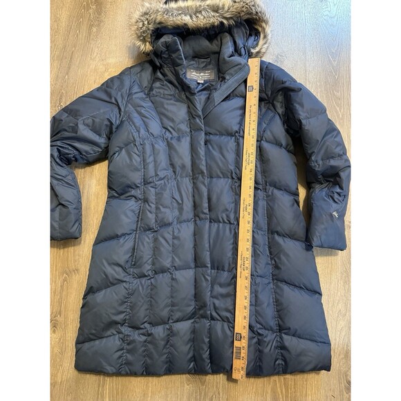 Eddie Bauer Hooded Parka Jacket Glacier Blue Good Down Womens Size 2XL XXL Fur - Picture 3 of 9